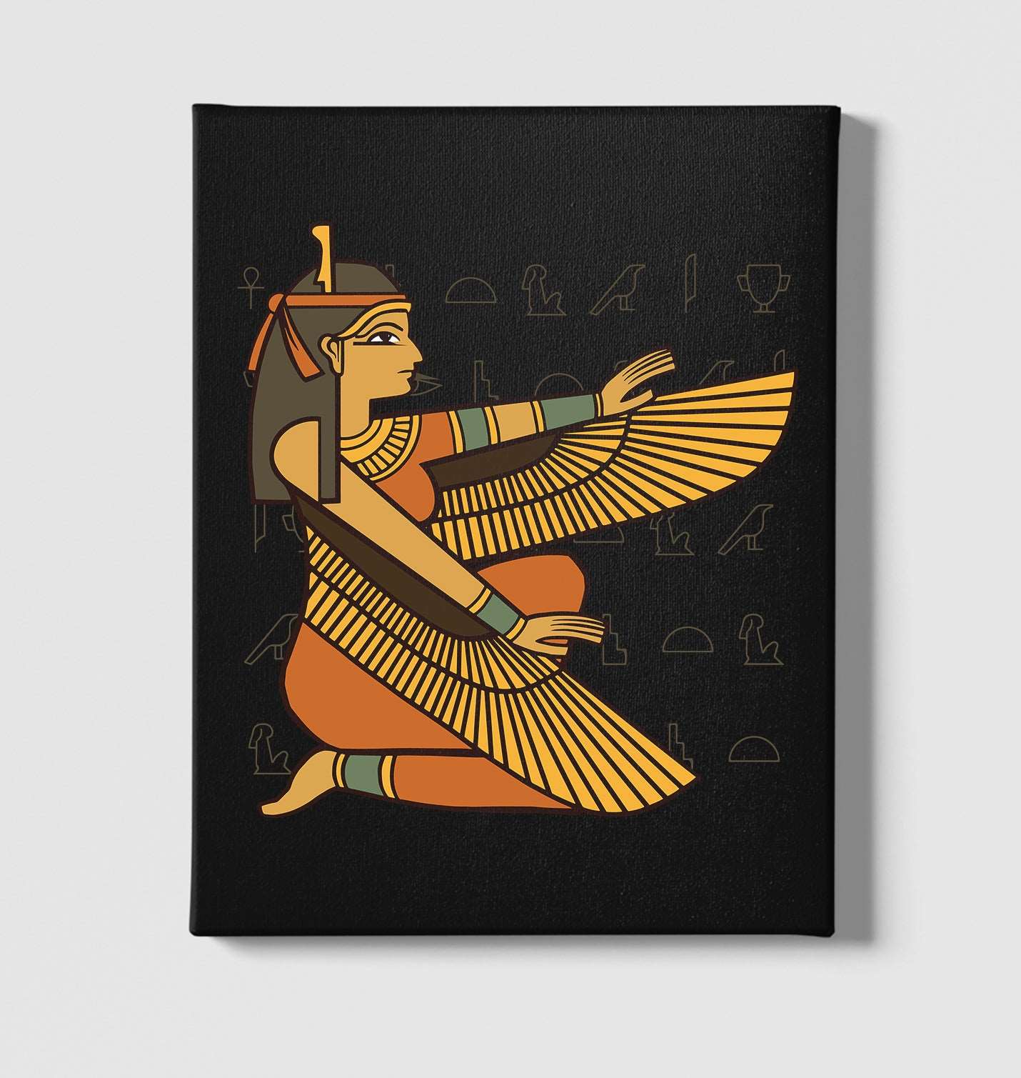 Ancient Egypt Goddess Isis and Wall Paintings Black Canvas Wall Art 35x40cm - Premium  from W.E.N.S. WIND - Just 7990! Shop now at W.E.N.S. WIND