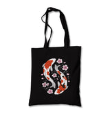 Two Koi Fish Swimming Among Flowers Canvas Totebag - Premium  from Wenswind - Just 4990! Shop now at W.E.N.S. WIND