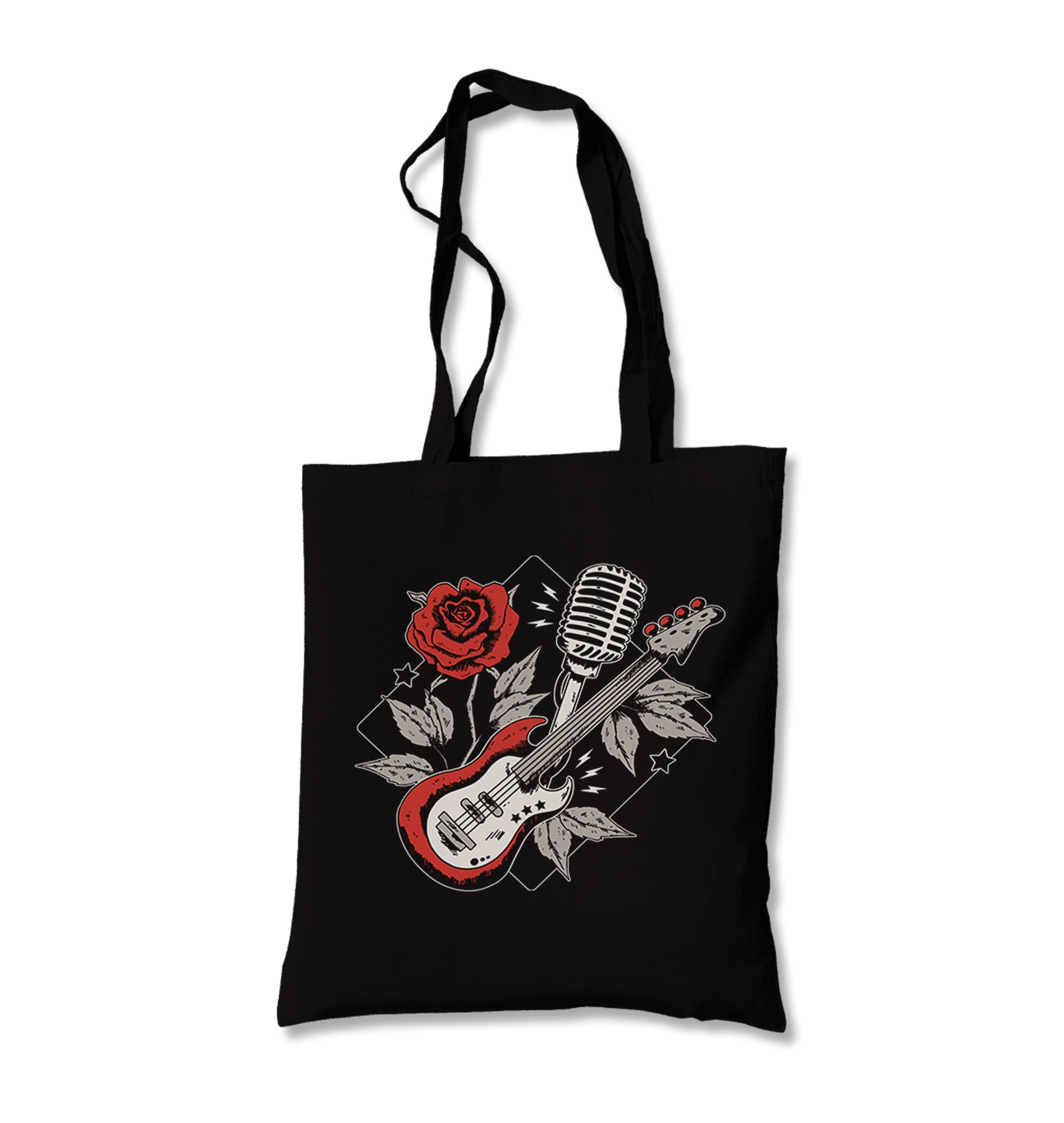 Guitar Rose and Microphone Canvas Totebag - Premium  from Wenswind - Just 4990! Shop now at W.E.N.S. WIND