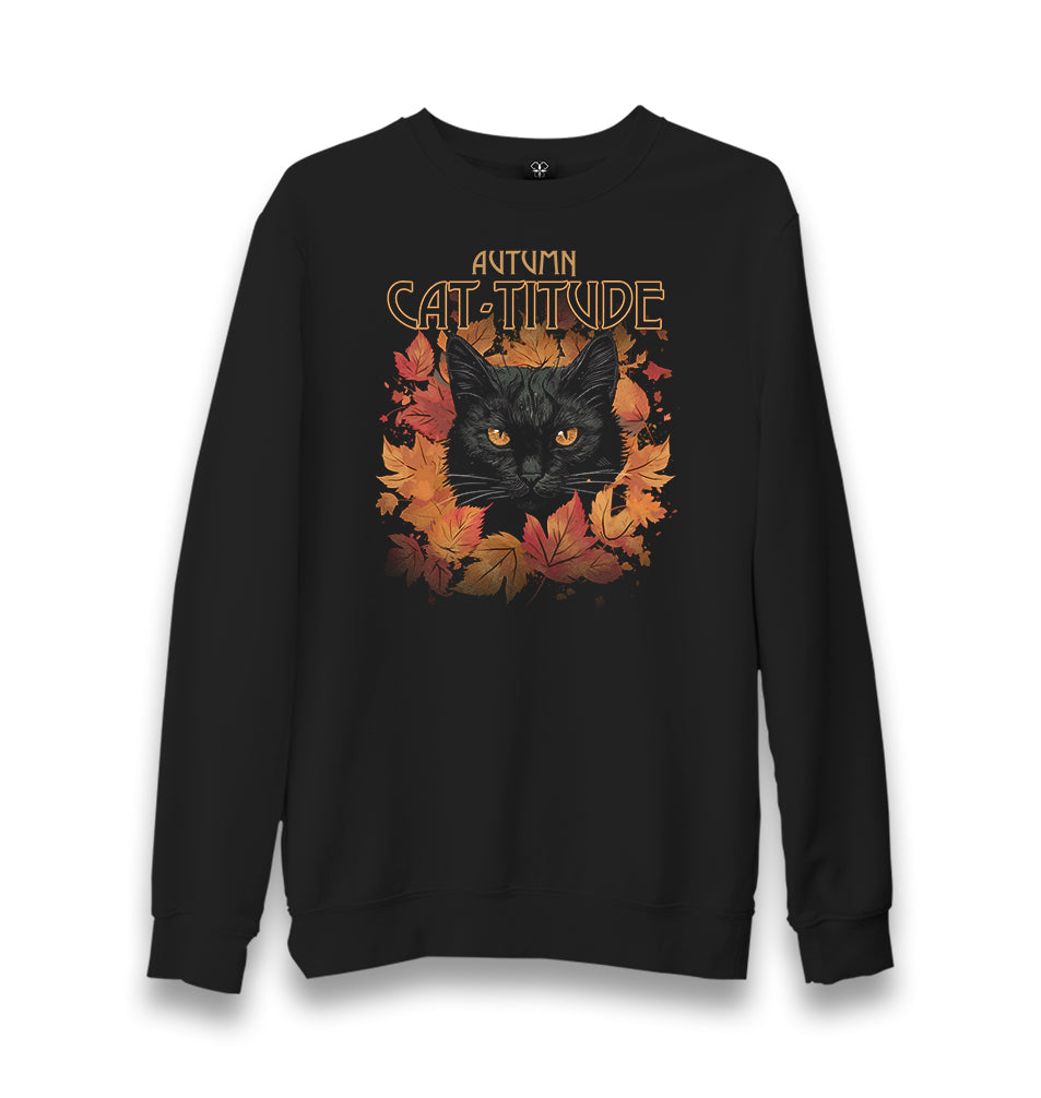 Halloween-Autumn Cat Titude Unisex Black Sweatshirt - Premium  from W.E.N.S. WIND - Just 10990! Shop now at W.E.N.S. WIND