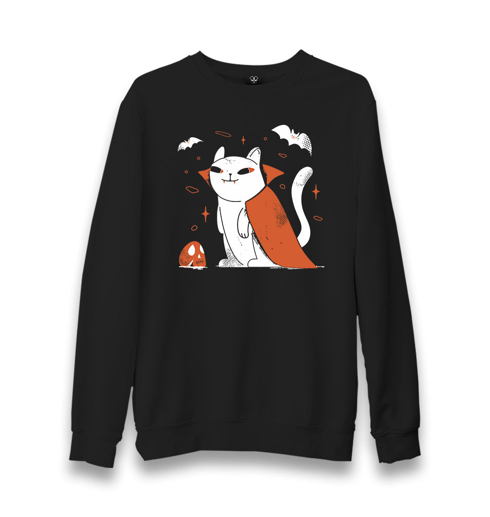 Halloween - Vampire Cat Unisex Black Sweatshirt - Premium  from W.E.N.S. WIND - Just 10990! Shop now at W.E.N.S. WIND
