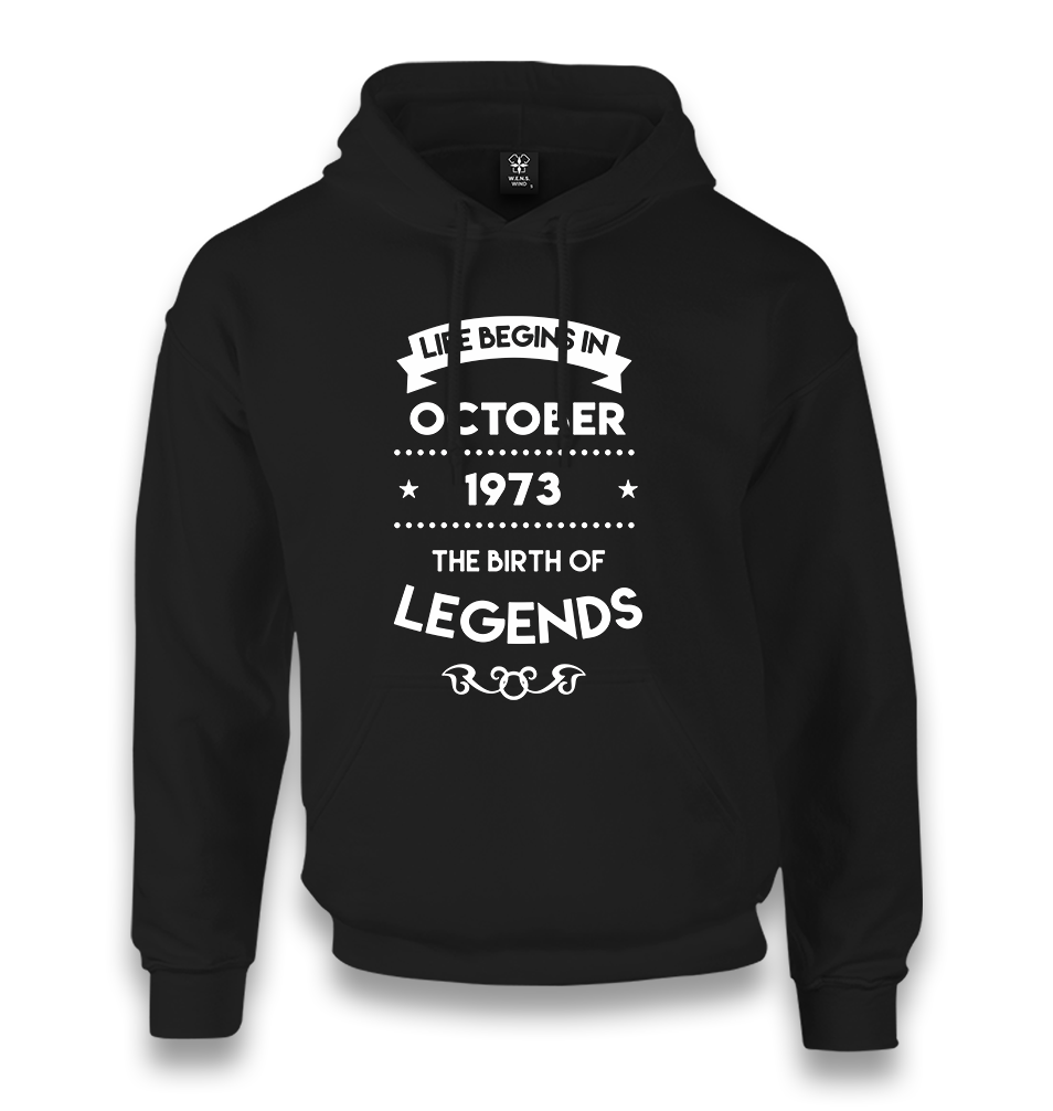 Life Begins in 1973 Unisex Black Hoodie - Premium  from W.E.N.S. WIND - Just 11990! Shop now at W.E.N.S. WIND