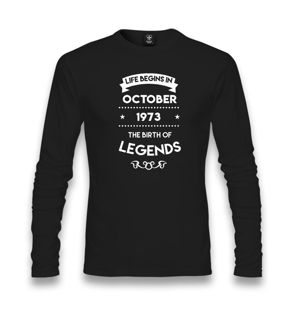 Life Begins in 1973 Unisex Black Longsleeve - Premium  from W.E.N.S. WIND - Just 7990! Shop now at W.E.N.S. WIND