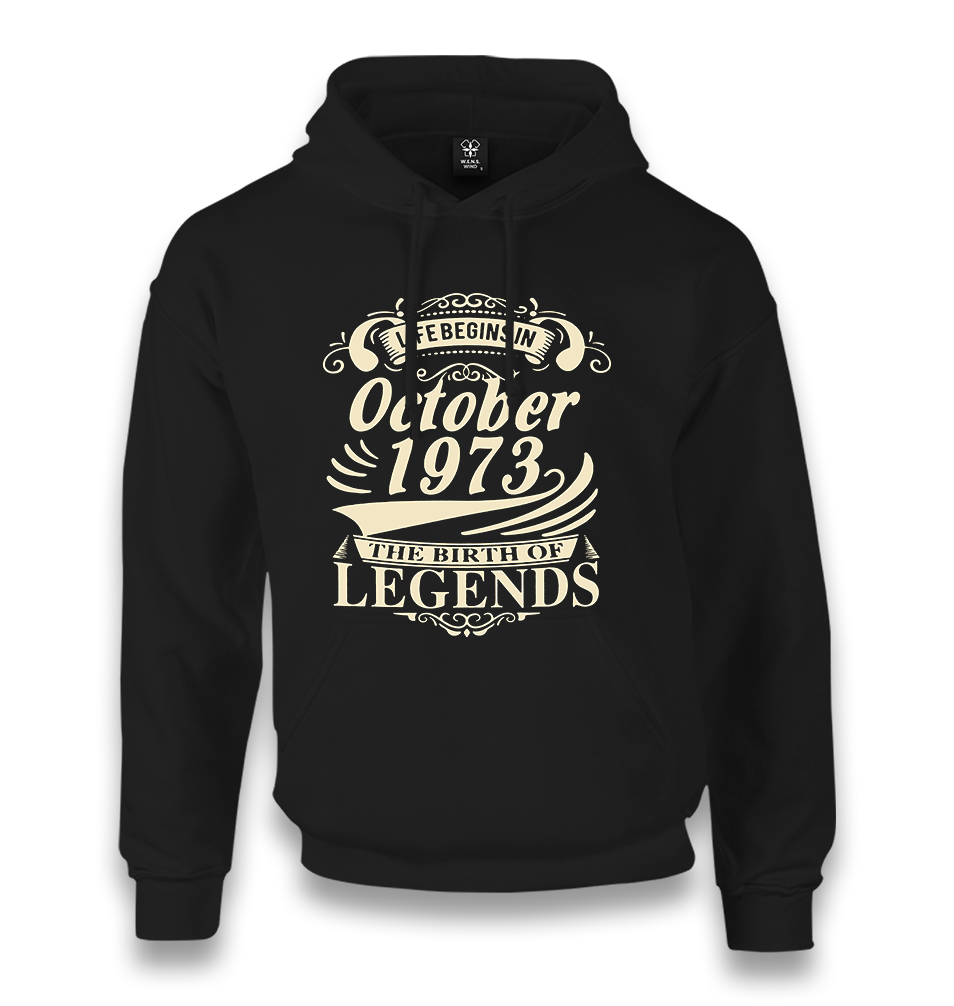 Life Begins in 1973 II Unisex Black Hoodie - Premium  from W.E.N.S. WIND - Just 11990! Shop now at W.E.N.S. WIND