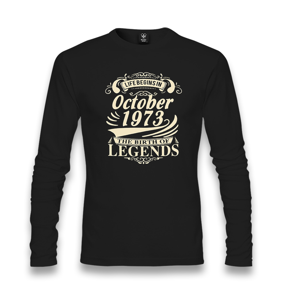 Life Begins in 1973 II Unisex Black Longsleeve - Premium  from W.E.N.S. WIND - Just 7990! Shop now at W.E.N.S. WIND