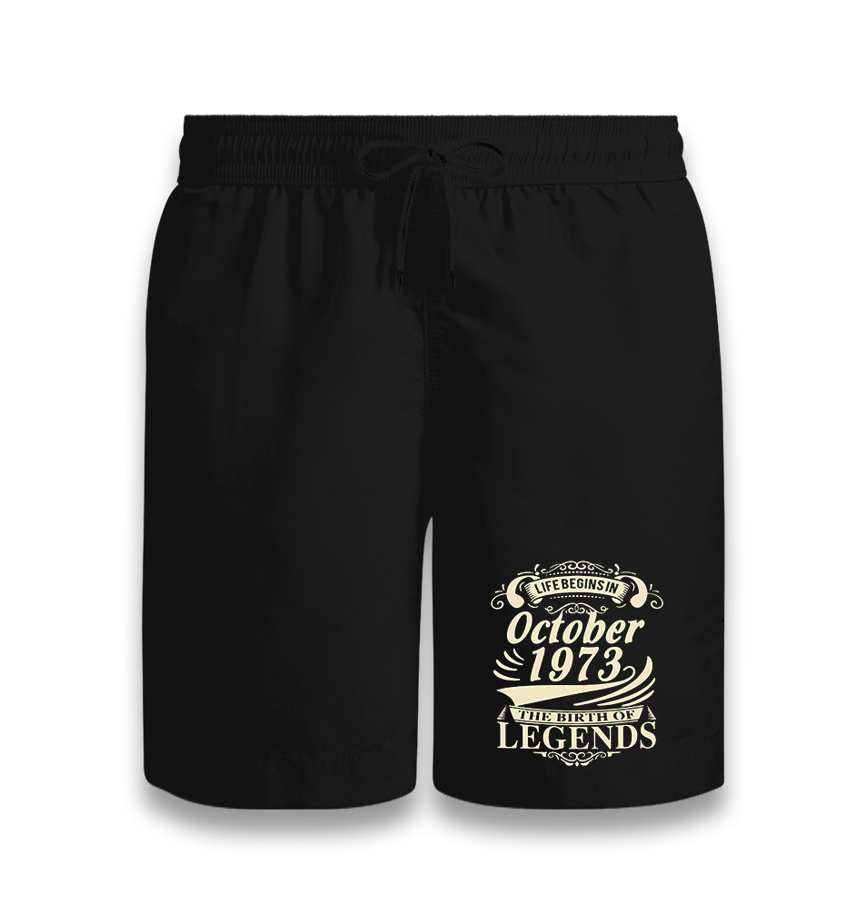 Life Begins in 1973 II Black Shorts - Premium  from W.E.N.S. WIND - Just 7990! Shop now at W.E.N.S. WIND