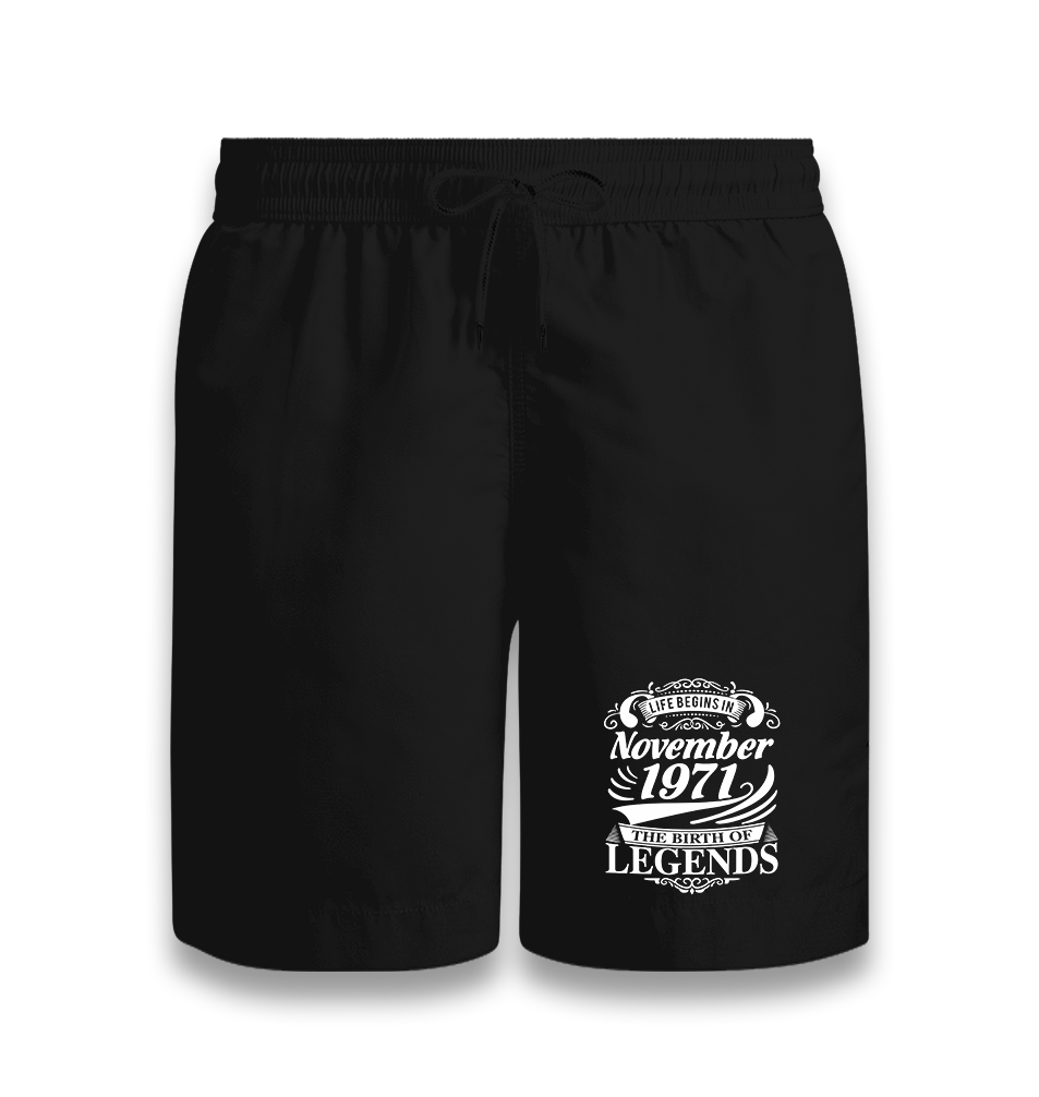 Life Begins in November 1971 Black Shorts - Premium  from W.E.N.S. WIND - Just 7990! Shop now at W.E.N.S. WIND