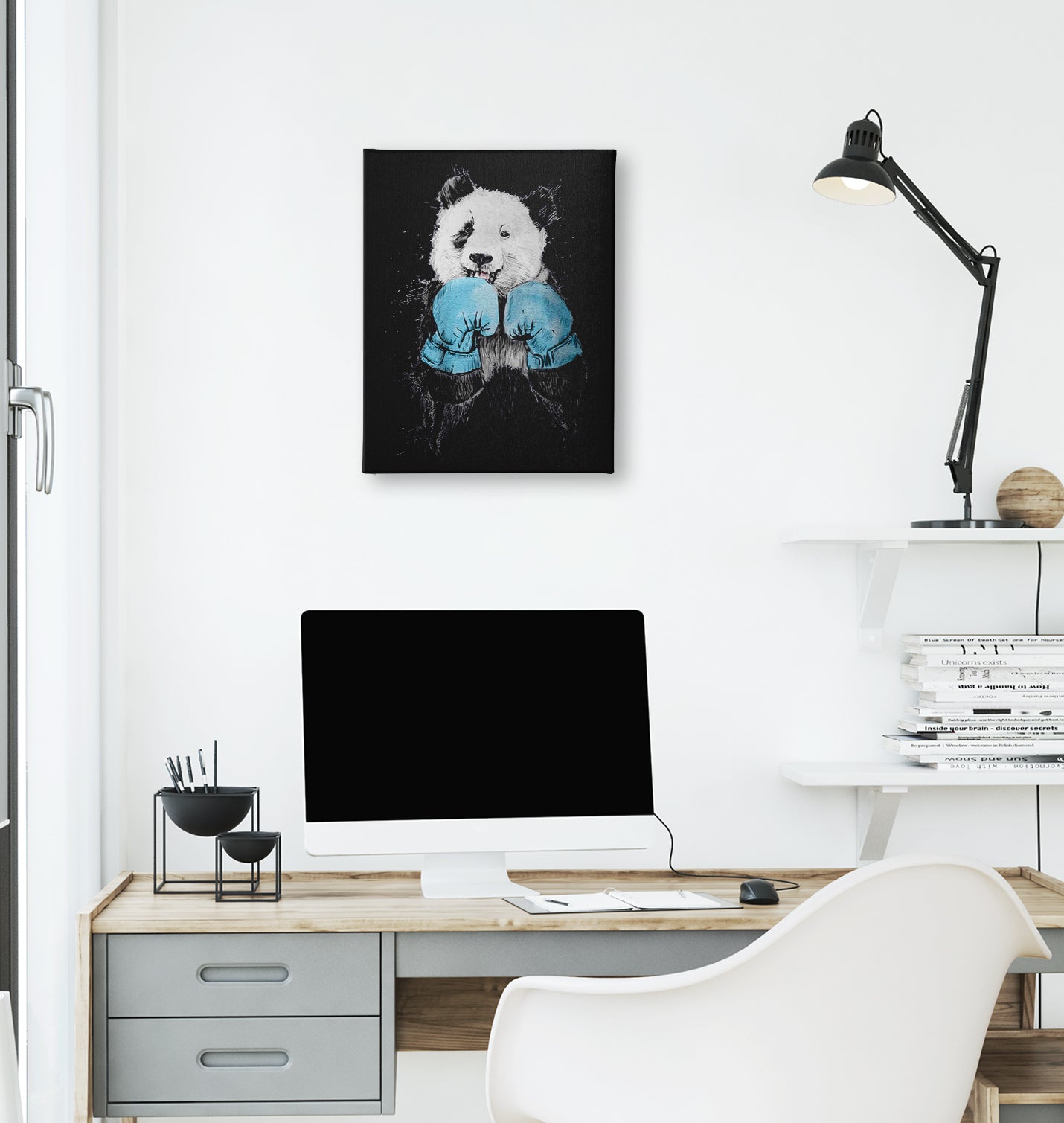 Panda - Boxing Black Canvas Wall Art 35x40cm - Premium  from W.E.N.S. WIND - Just 7990! Shop now at W.E.N.S. WIND