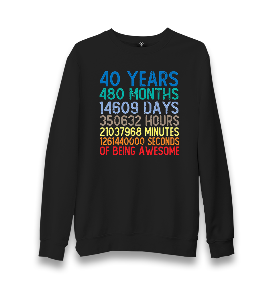 Birthday-40 Years Awesome Unisex Black Sweatshirt - Premium  from W.E.N.S. WIND - Just 10990! Shop now at W.E.N.S. WIND