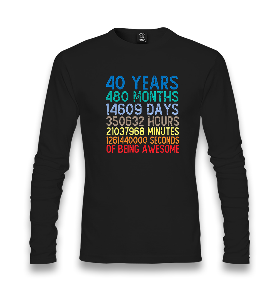 Birthday-40 Years Awesome Unisex Black Longsleeve - Premium  from W.E.N.S. WIND - Just 7990! Shop now at W.E.N.S. WIND