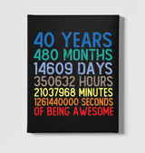 Birthday-40 Years Awesome Black Canvas Wall Art 35x40cm - Premium  from W.E.N.S. WIND - Just 7990! Shop now at W.E.N.S. WIND