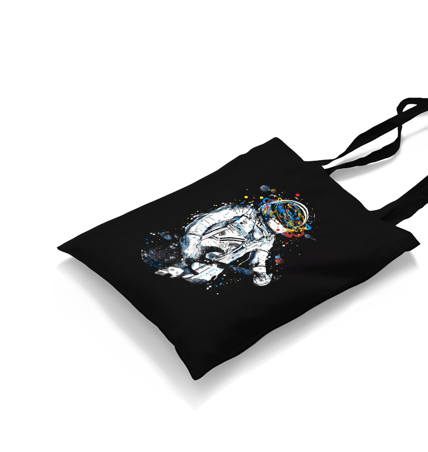 Space - Astronaut Planet Paint Black Canvas Totebag - Premium  from W.E.N.S. WIND - Just 4990! Shop now at W.E.N.S. WIND