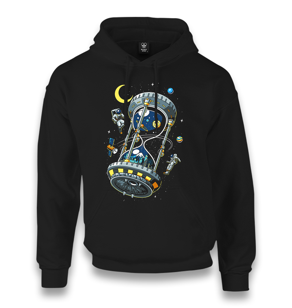 Space-Astronaut Planet Hourglass Unisex Black Hoodie - Premium  from W.E.N.S. WIND - Just 11990! Shop now at W.E.N.S. WIND