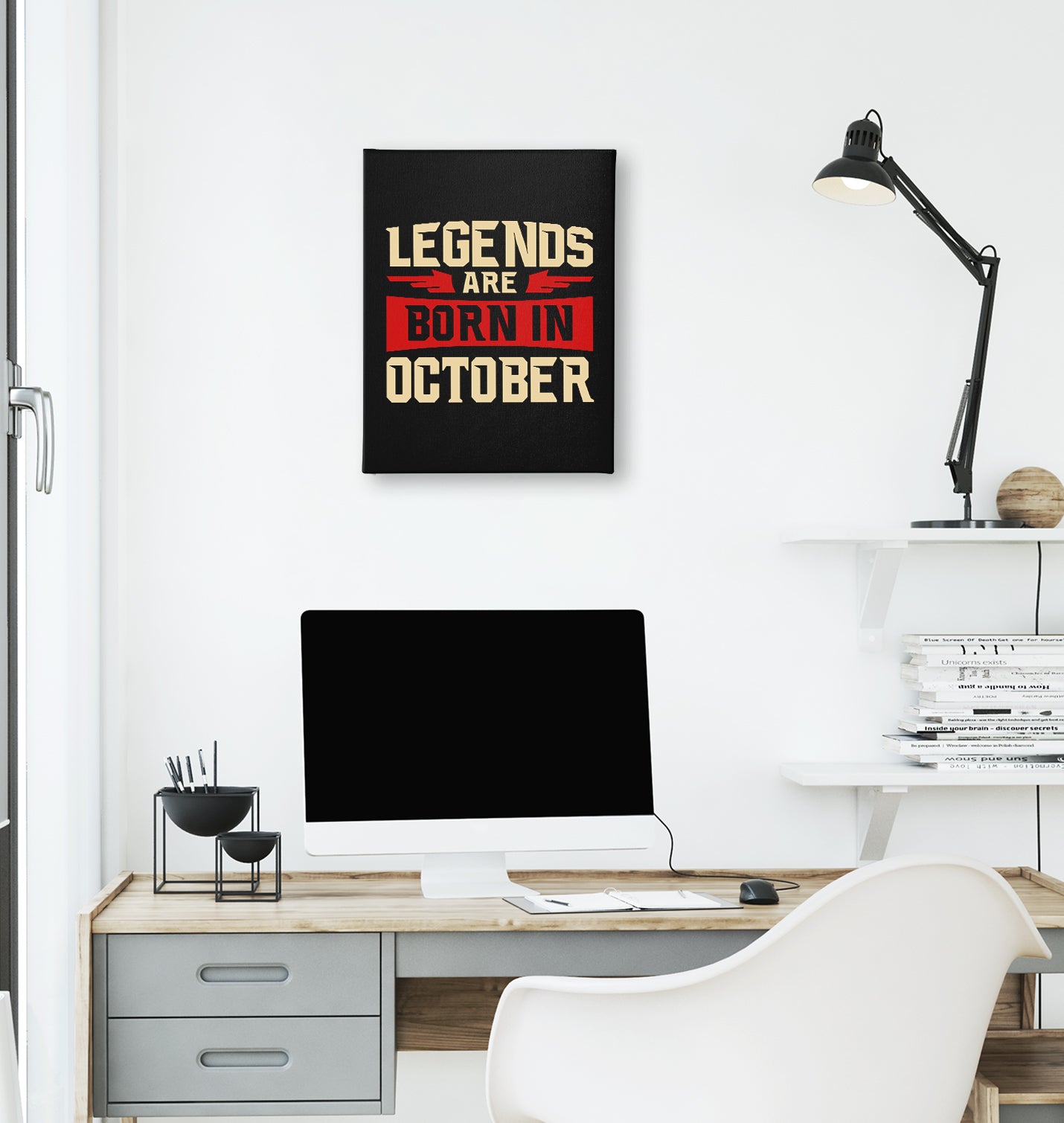 Legends Born in October  Black Canvas Wall Art 35x40cm - Premium  from W.E.N.S. WIND - Just 7990! Shop now at W.E.N.S. WIND