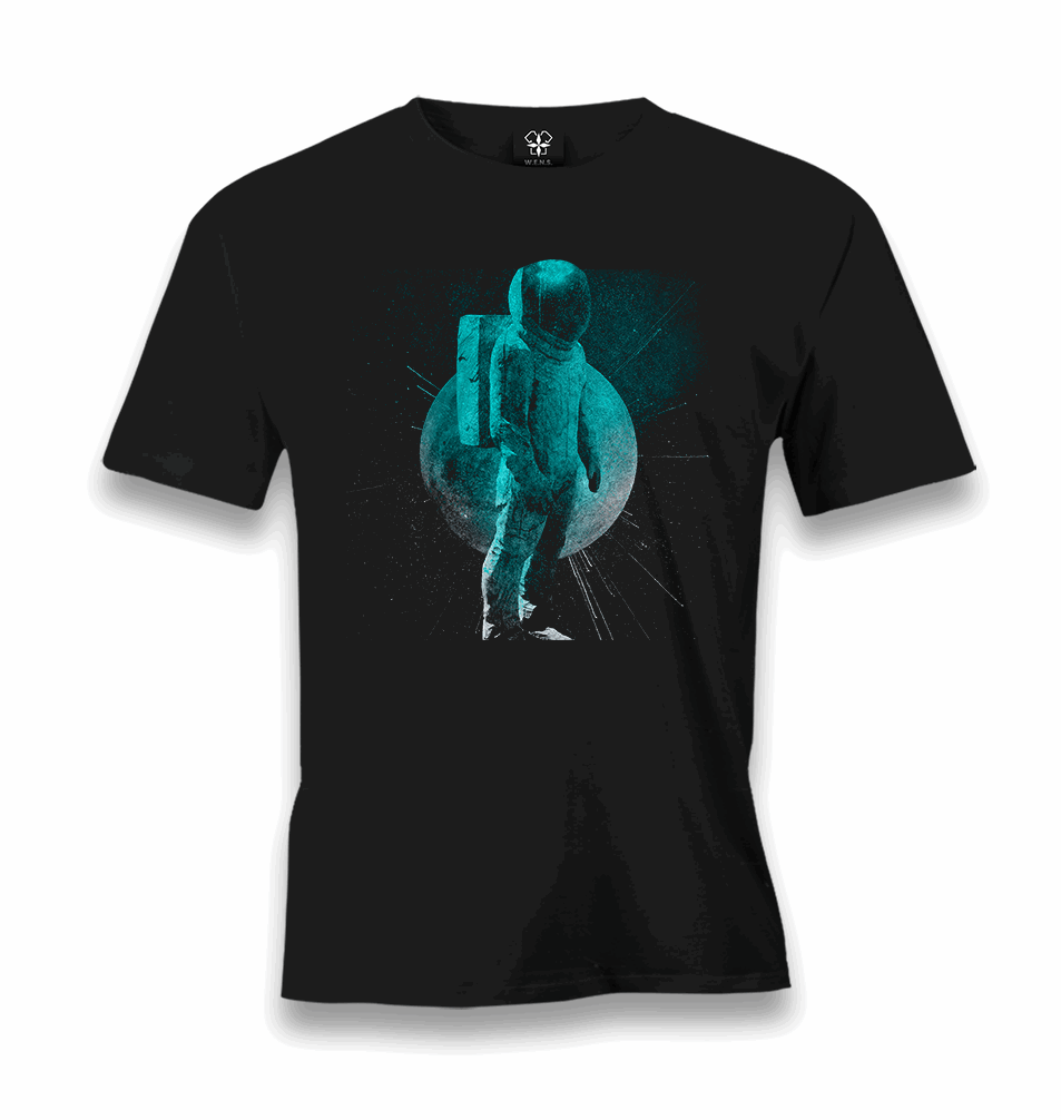 Astronaut and the Moon Men's Black Tshirt - Premium Men's T-shirt from W.E.N.S. WIND - Just 6490! Shop now at W.E.N.S. WIND