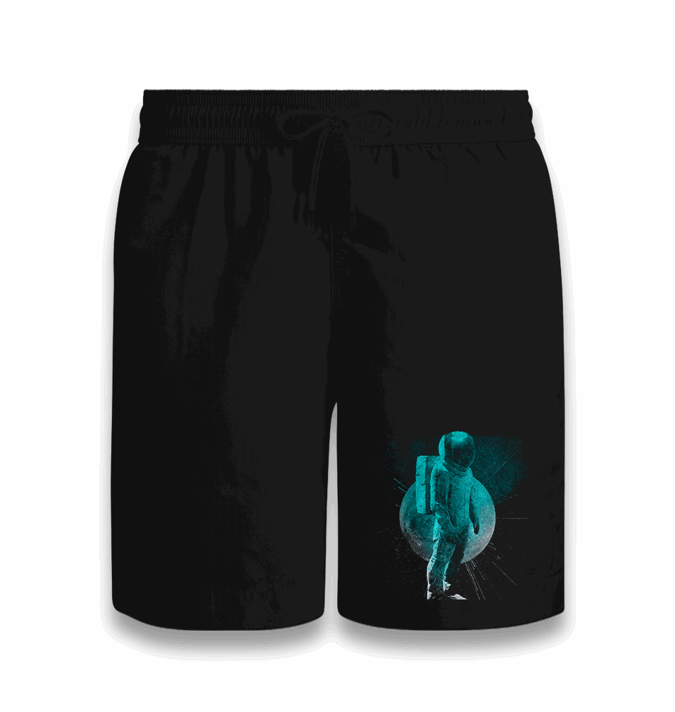Astronaut and the Moon - Black Shorts - Premium Shorts from W.E.N.S. WIND - Just 7990! Shop now at W.E.N.S. WIND