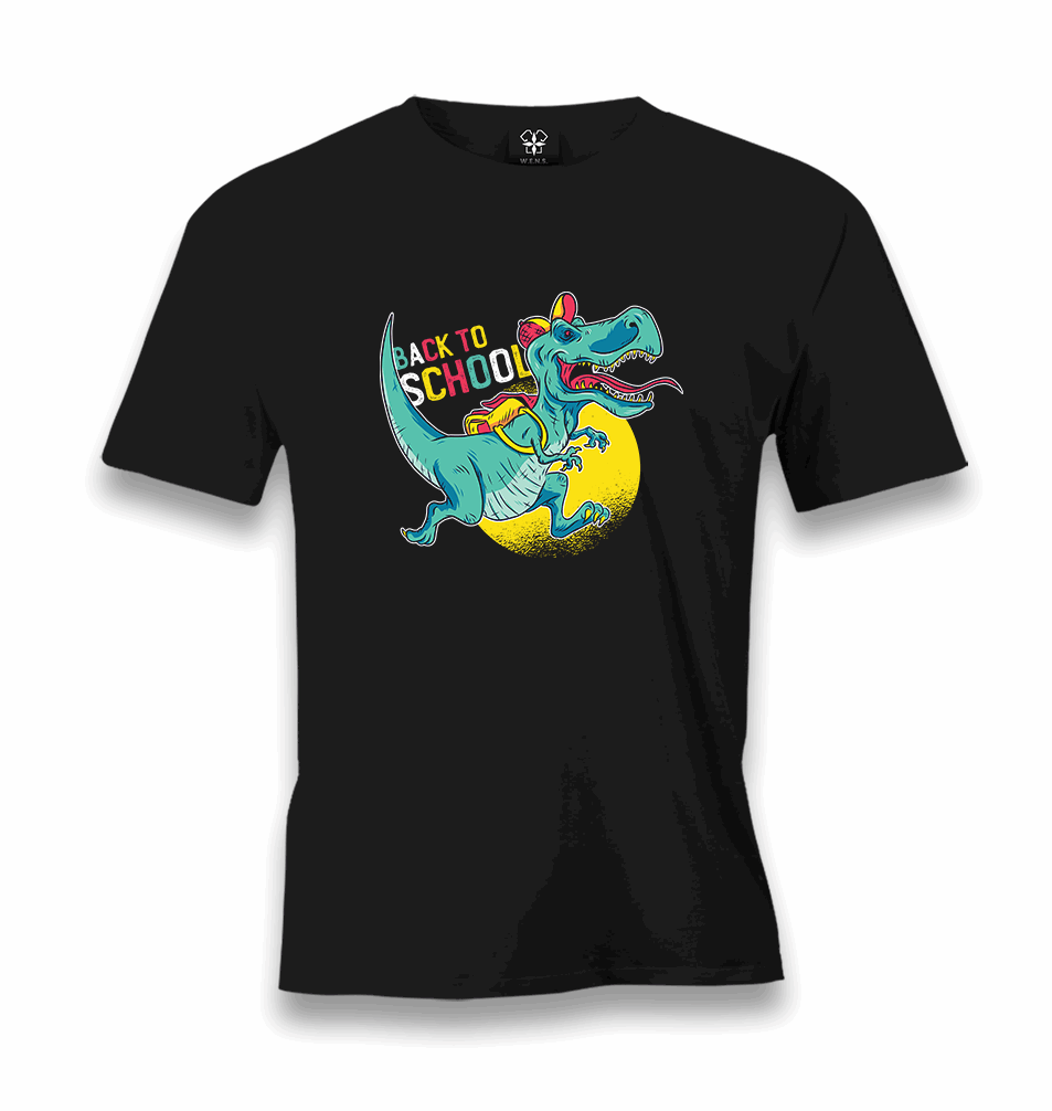 Back to School-Dinosaur Men's Black Tshirt - Premium Men's T-shirt from W.E.N.S. WIND - Just 6490! Shop now at W.E.N.S. WIND