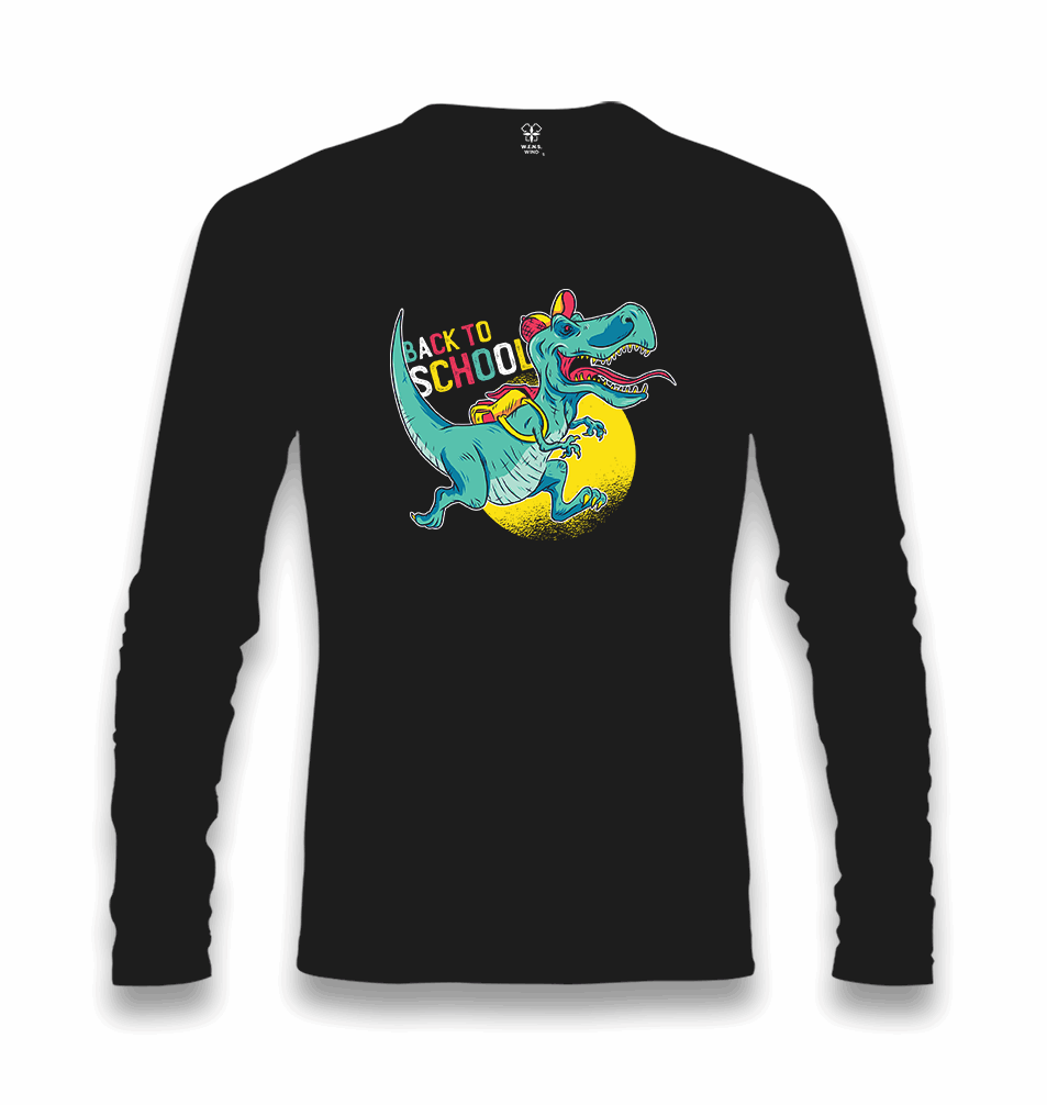 Back to School-Dinosaur Unisex Black Longsleeve - Premium Unisex Longsleeve from W.E.N.S. WIND - Just 7990! Shop now at W.E.N.S. WIND