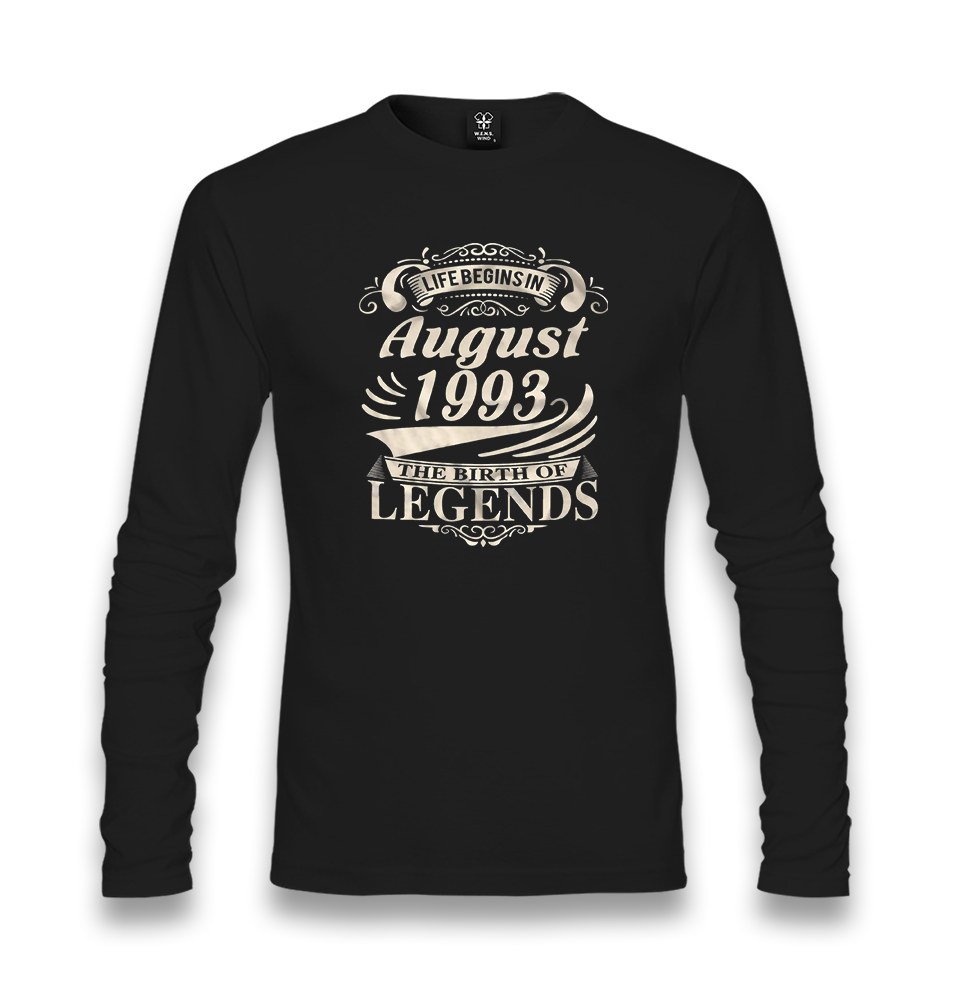 Life Begins in August 1993 Unisex Black Longsleeve - Premium  from W.E.N.S. WIND - Just 7990! Shop now at W.E.N.S. WIND