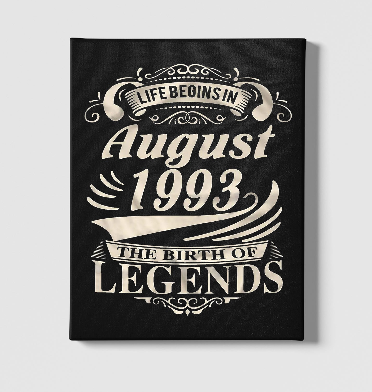 Life Begins in August 1993 Black Canvas Wall Art 35x40cm - Premium  from W.E.N.S. WIND - Just 7990! Shop now at W.E.N.S. WIND