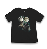 Wolves Howling at the Moon Kid's Black T-shirt - Premium  from W.E.N.S. WIND - Just 5990! Shop now at W.E.N.S. WIND