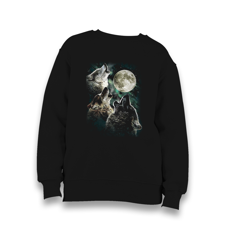 Wolves Howling at the Moon Kid's Black Sweatshirt - Premium  from W.E.N.S. WIND - Just 7990! Shop now at W.E.N.S. WIND