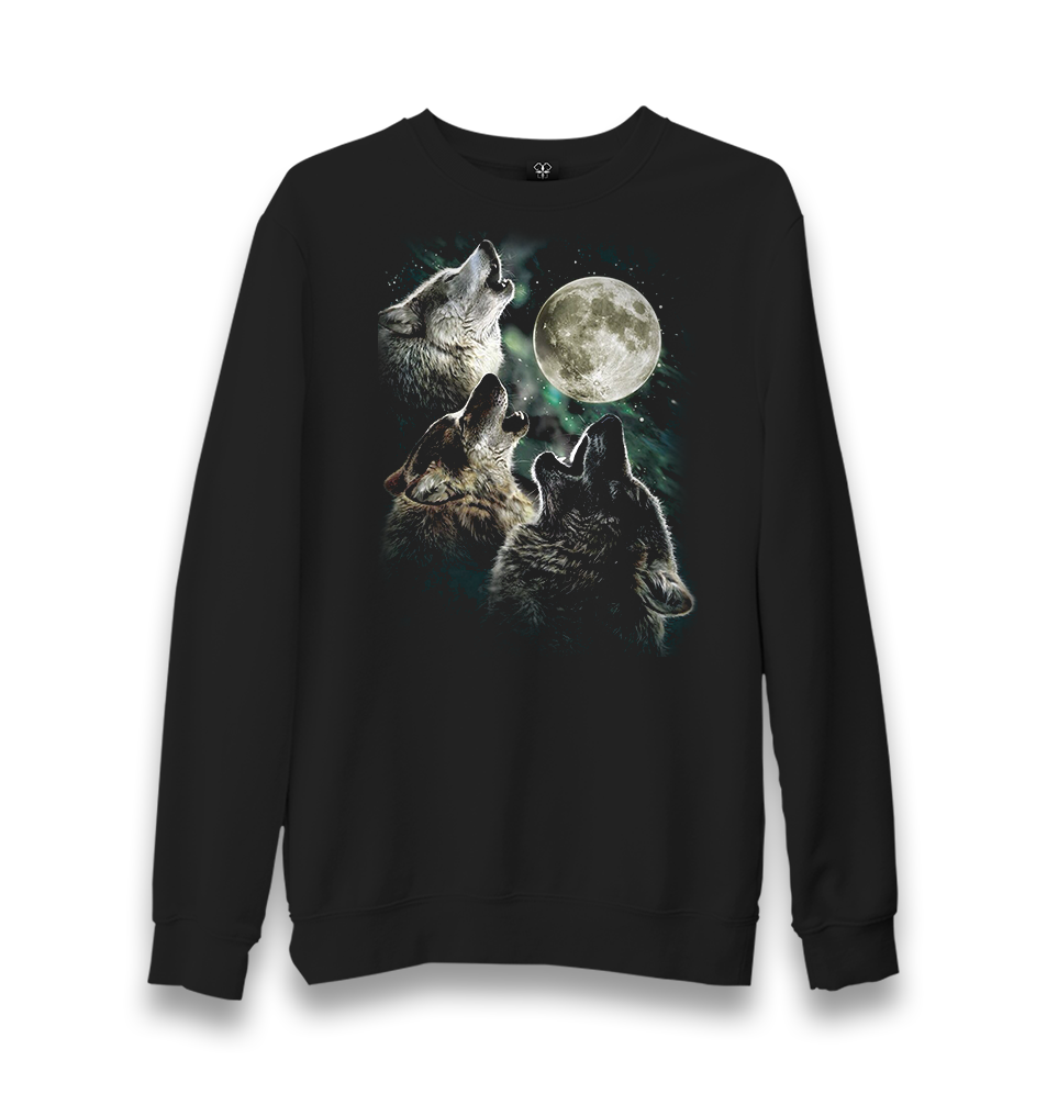 Wolves Howling at the Moon Unisex Black Sweatshirt - Premium  from W.E.N.S. WIND - Just 10990! Shop now at W.E.N.S. WIND