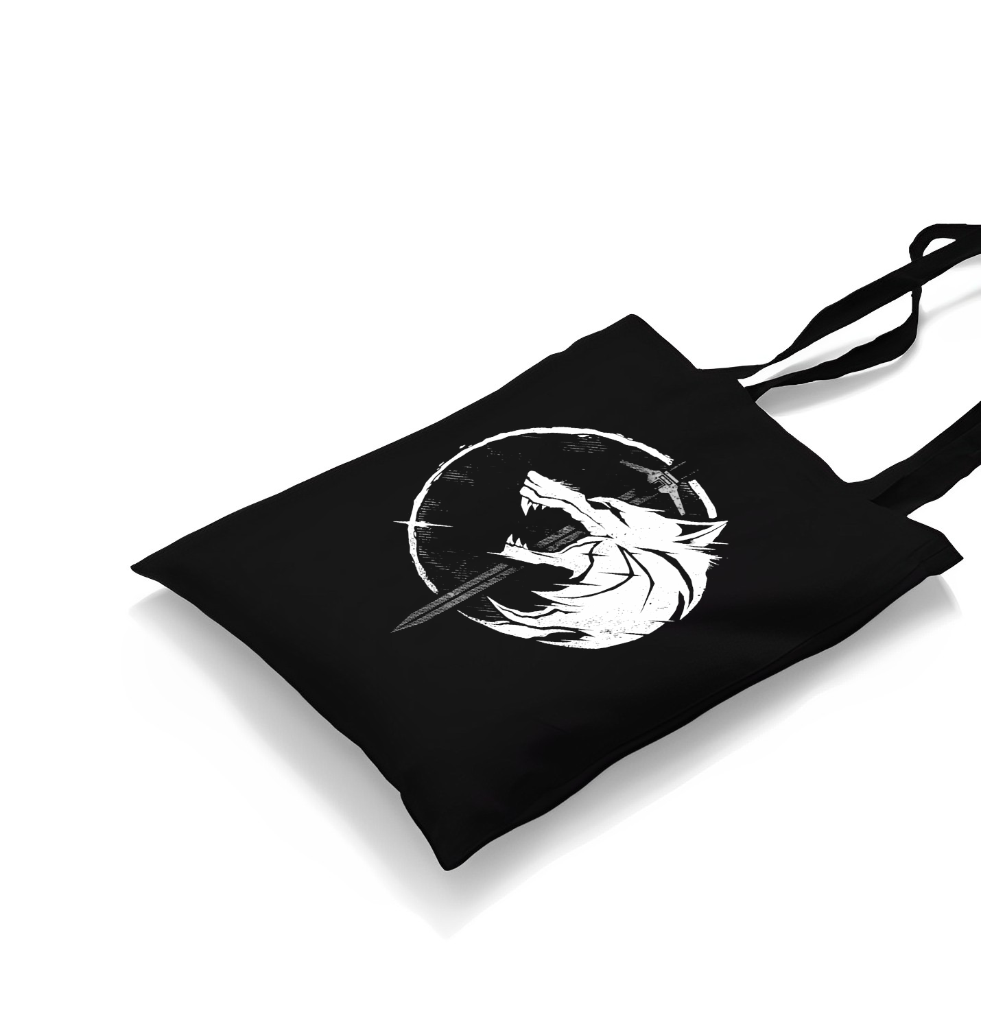 Wolf and Sword Black Canvas Totebag - Premium  from W.E.N.S. WIND - Just 4990! Shop now at W.E.N.S. WIND