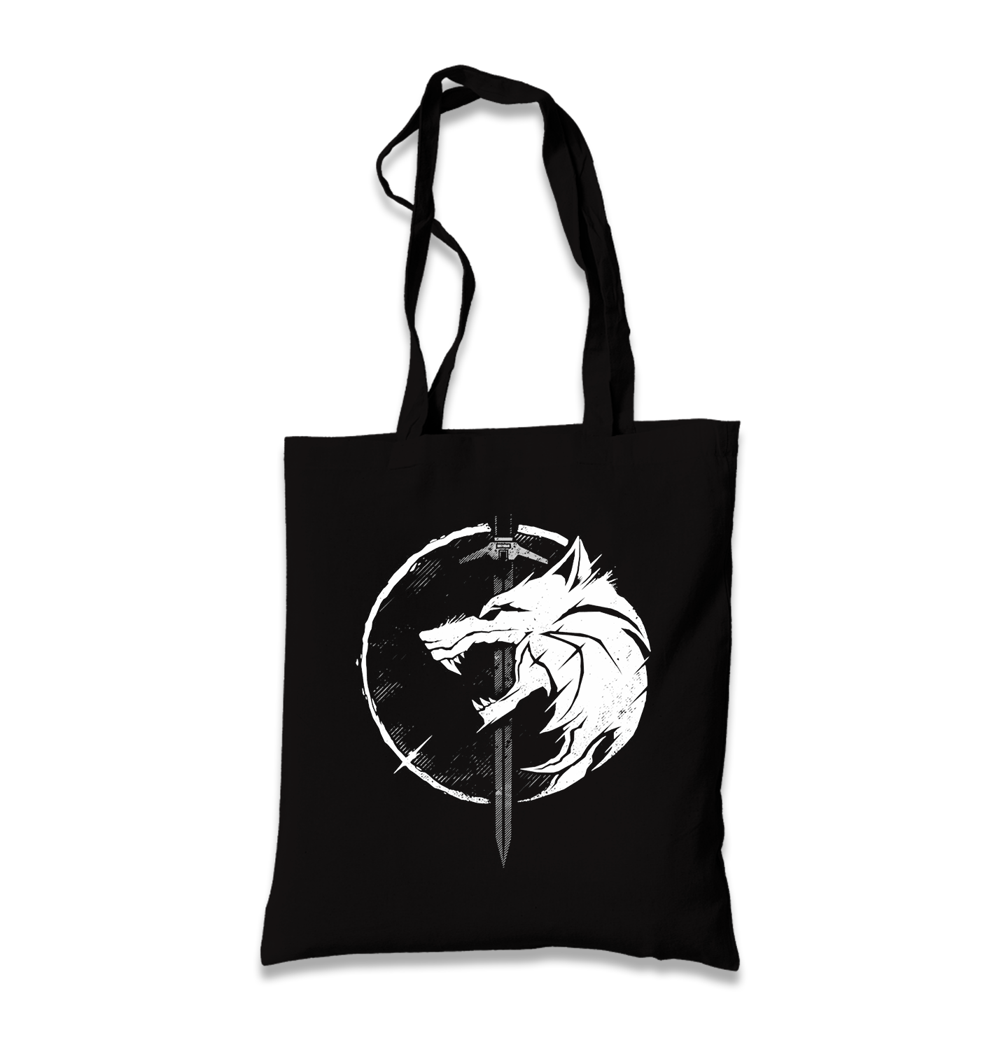 Wolf and Sword Black Canvas Totebag - Premium  from W.E.N.S. WIND - Just 4990! Shop now at W.E.N.S. WIND