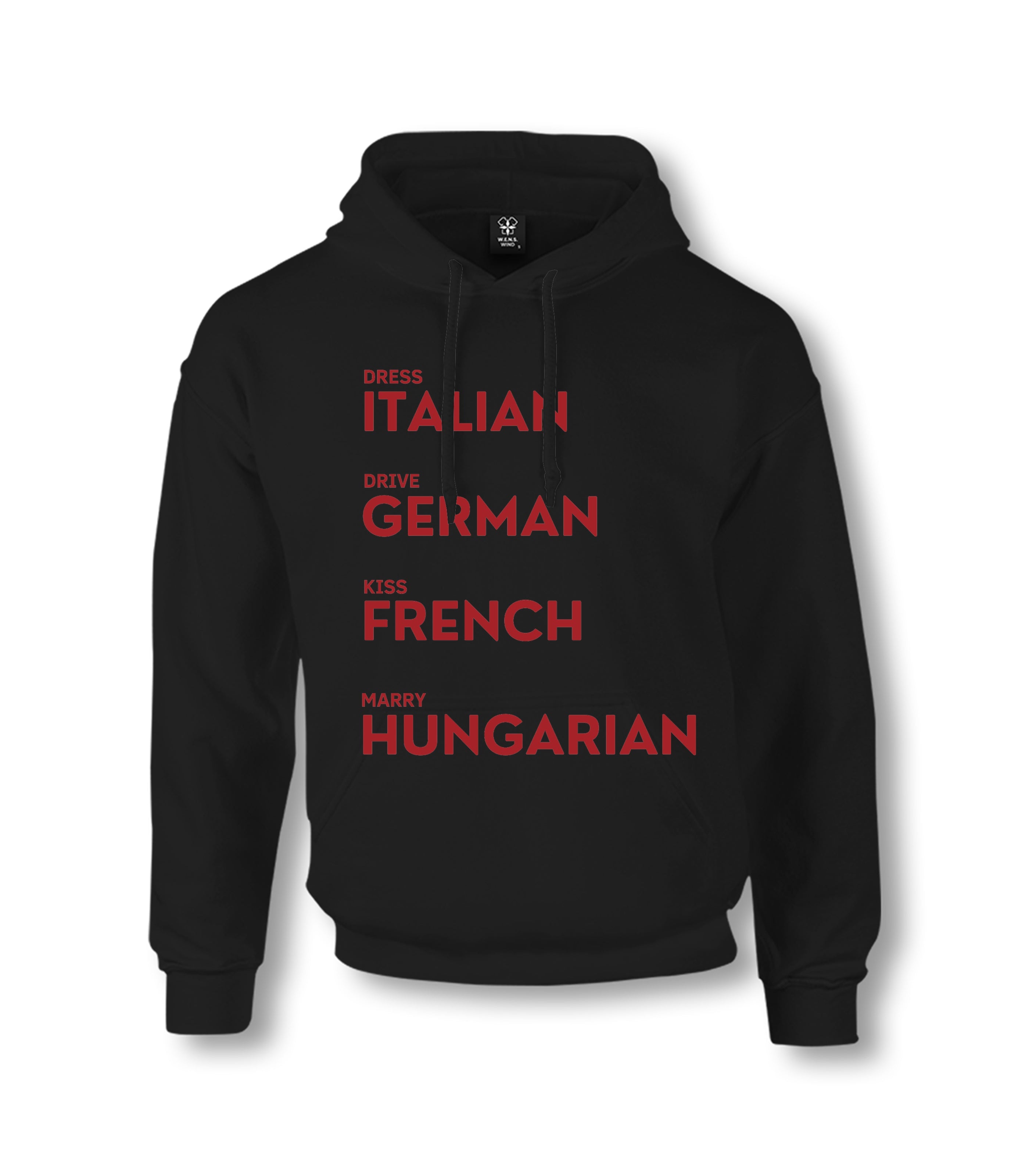 Dress Italian Drive German Kiss French Marry Turkish Unisex Black Hoodie Graphic Print