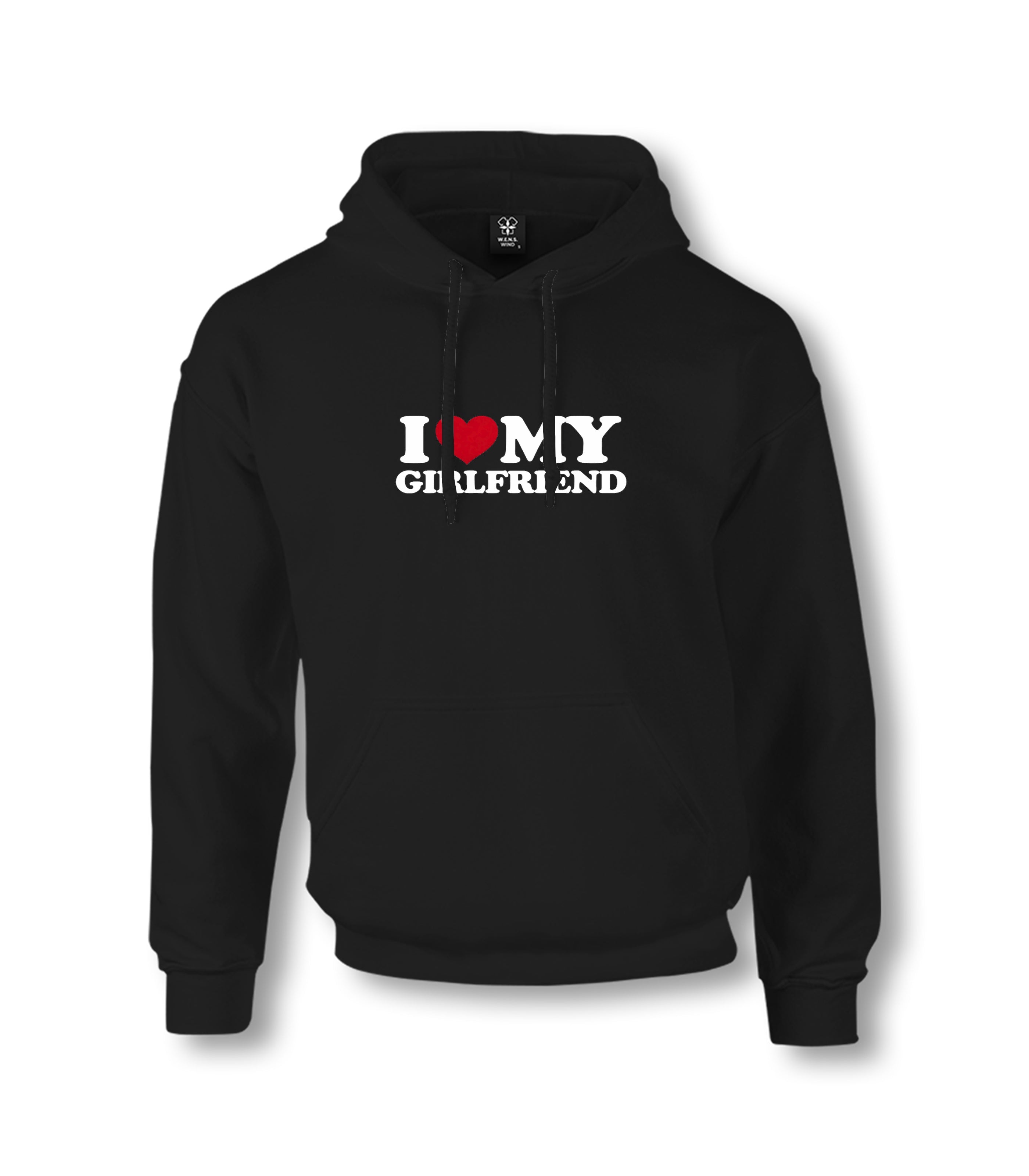 I Love My Girlfriend Unisex Black Hoodie Graphic Print