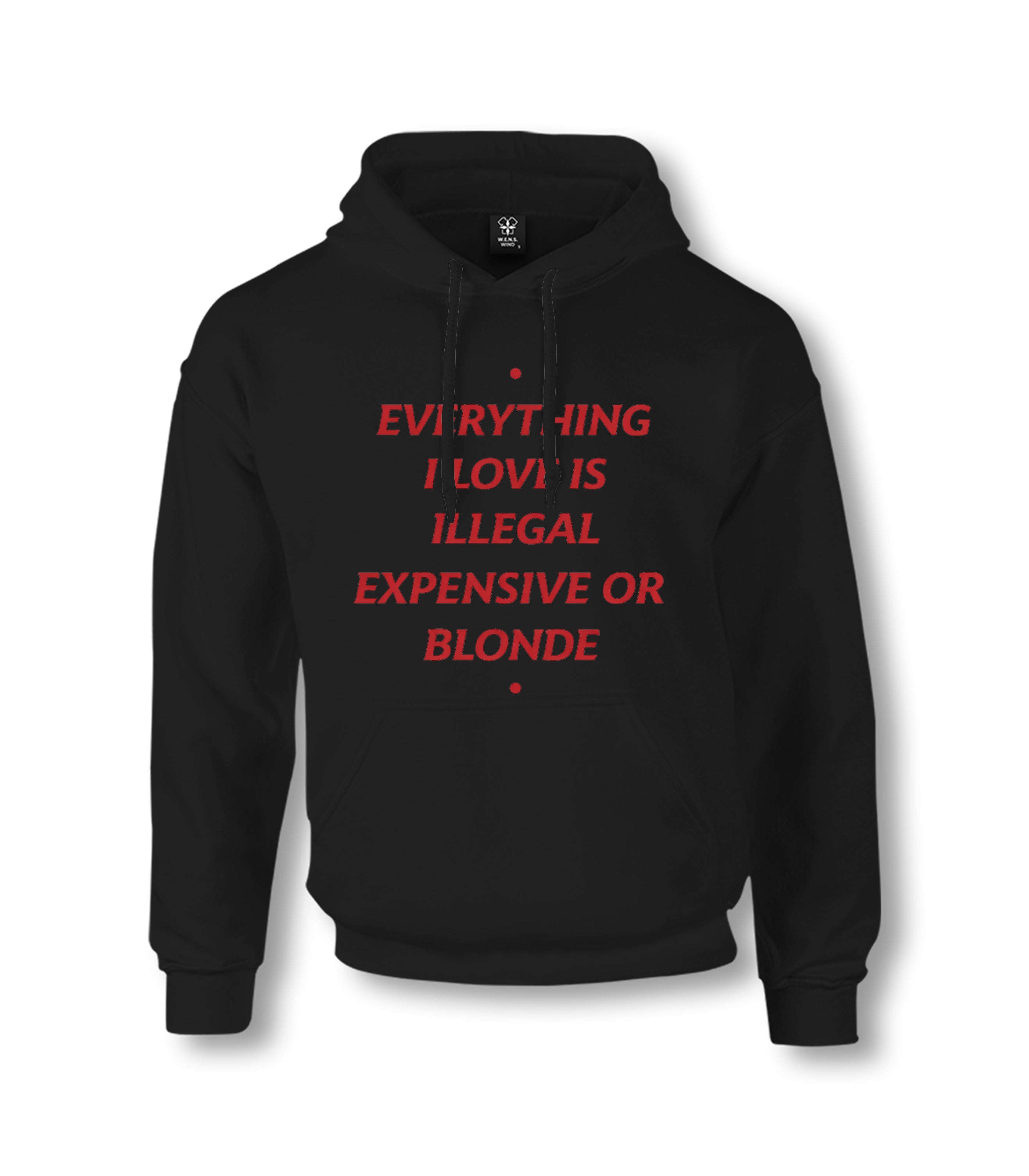 Everything I Love Is Illegal, Expensive or Blonde Unisex Black Hoodie Graphic Print