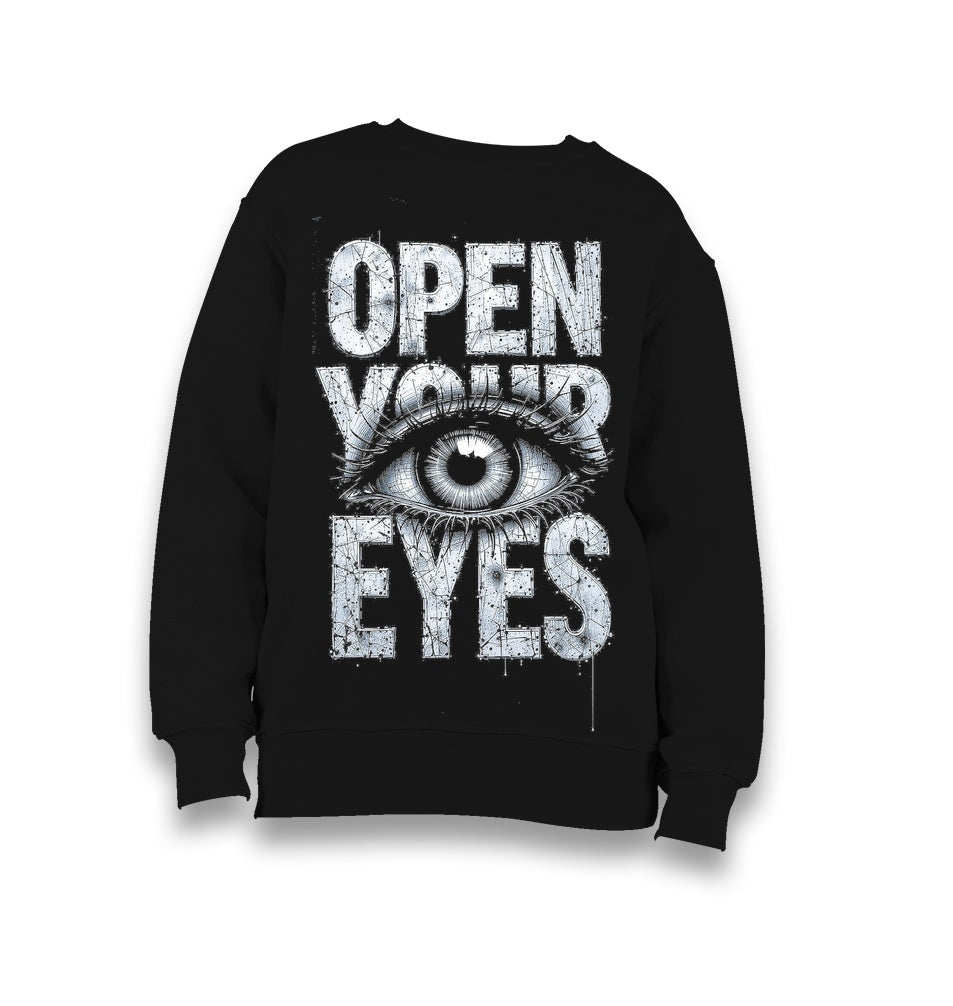 Open Your Eyes Kid's Black Sweatshirt