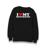 I Love My Boyfriend Kid's Black Sweatshirt Graphic Print