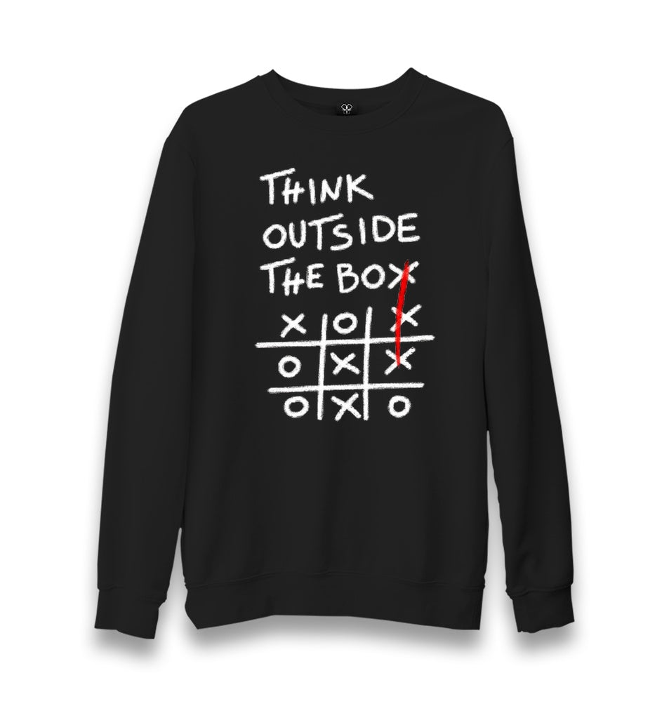 Think Outside the Box Unisex Black Sweatshirt Graphic Print