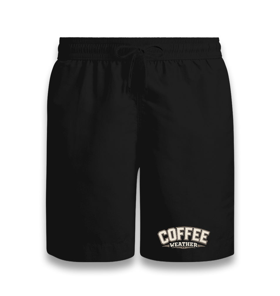 Coffee Weather Unisex Black Shorts Graphic Print