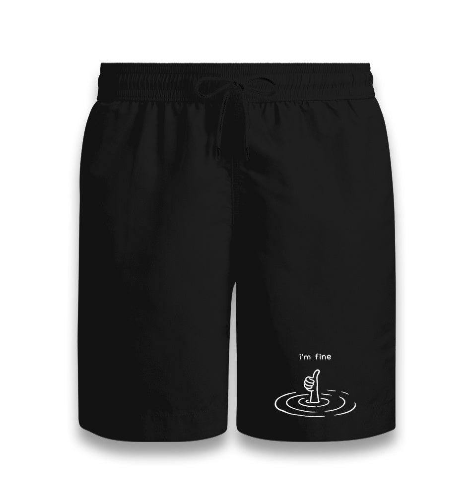 I'm Fine Unisex Black Shorts Graphic Print