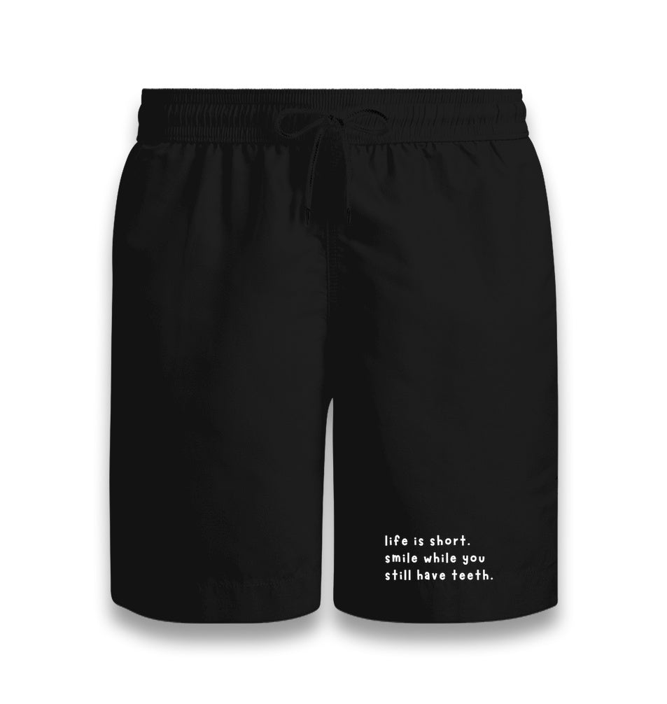 Smile While You Still Have Teeth Unisex Black Shorts Graphic Print