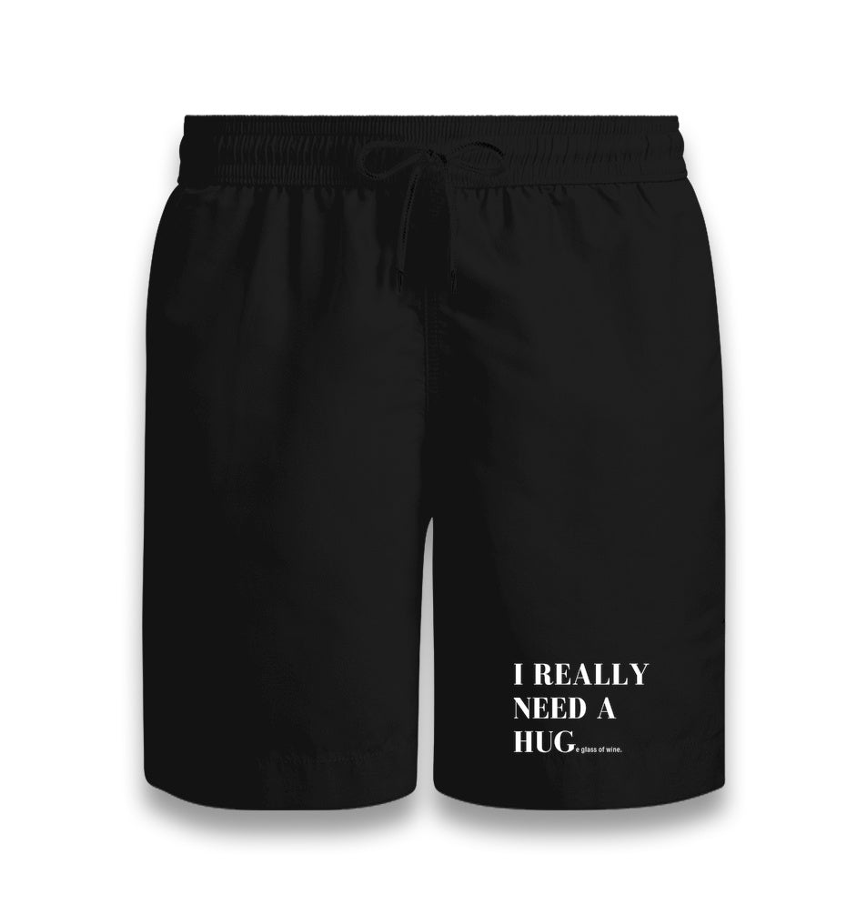 I Need a Huge Glass of Wine Unisex Black Shorts Graphic Print