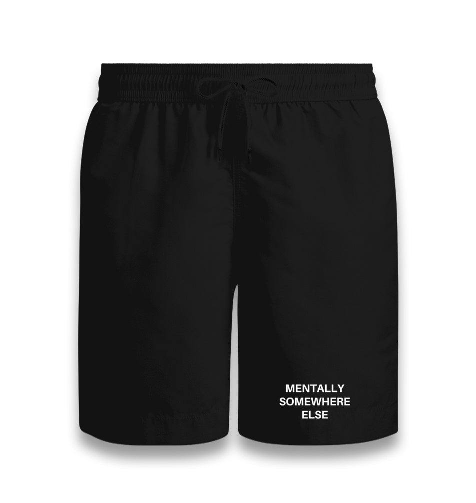 Mentally Somewhere Else Unisex Black Shorts Graphic Print