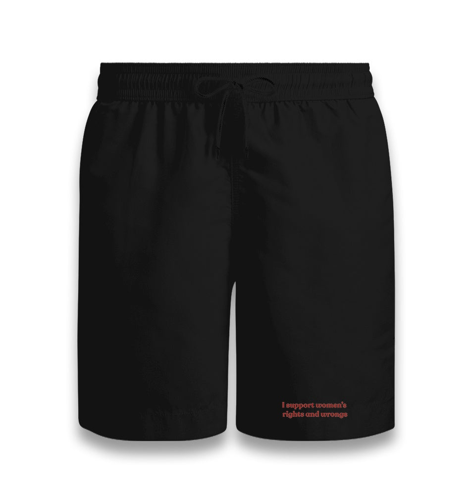 I Support Women’s Rights and Wrongs Unisex Black Shorts Graphic Print