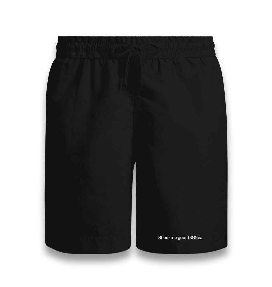 Show Me Your Books Unisex Black Shorts Graphic Print