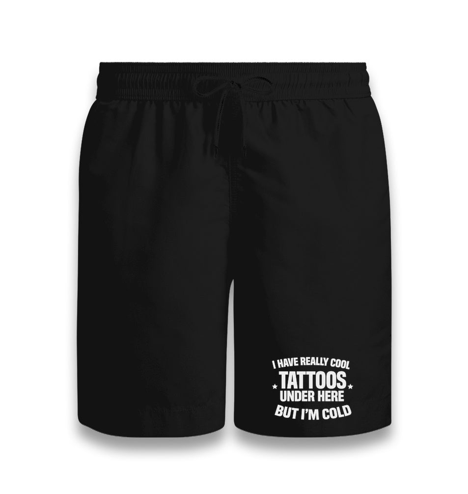I Have Really Cool Tattoos Under Here But I’m Cold Unisex Black Shorts Graphic Print