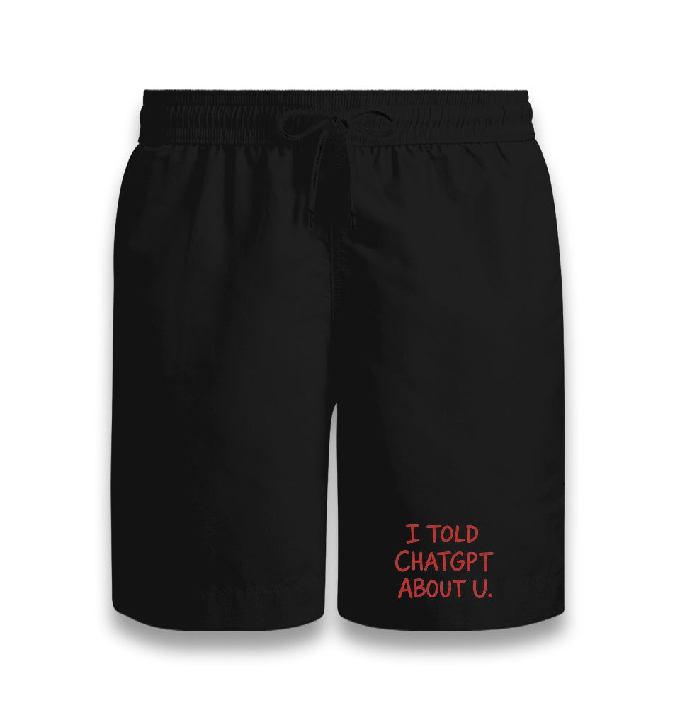 I Told ChatGPT About You Unisex Black Shorts Graphic Print