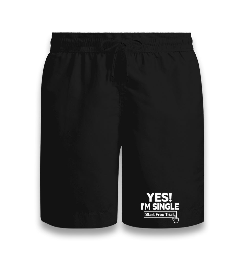 Yes I’m Single Start Free Trial Unisex Black Shorts Graphic Print