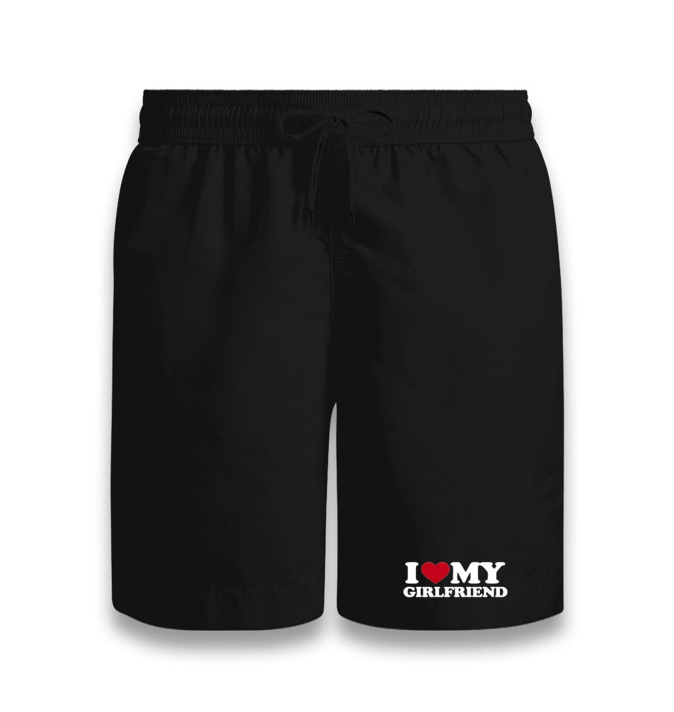 I Love My Girlfriend Unisex Black Shorts Graphic Print
