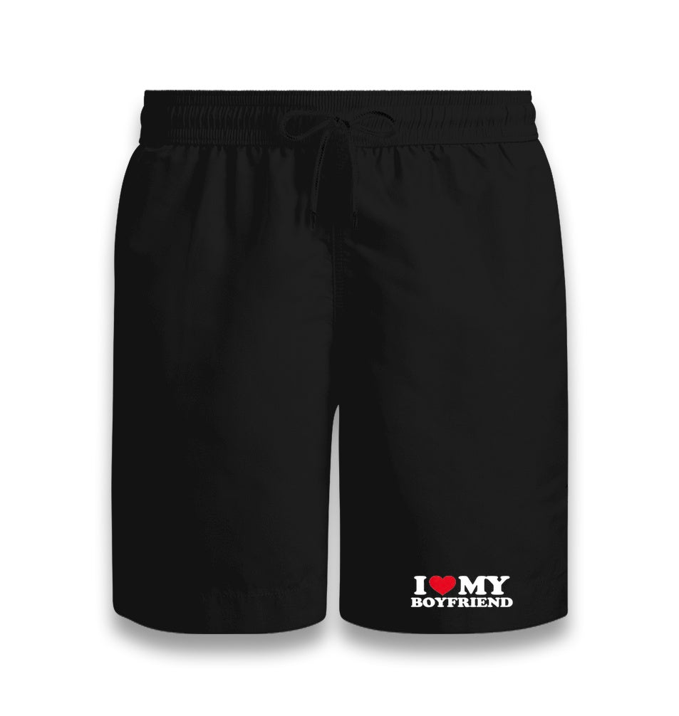 I Love My Boyfriend Unisex Black Shorts Graphic Print