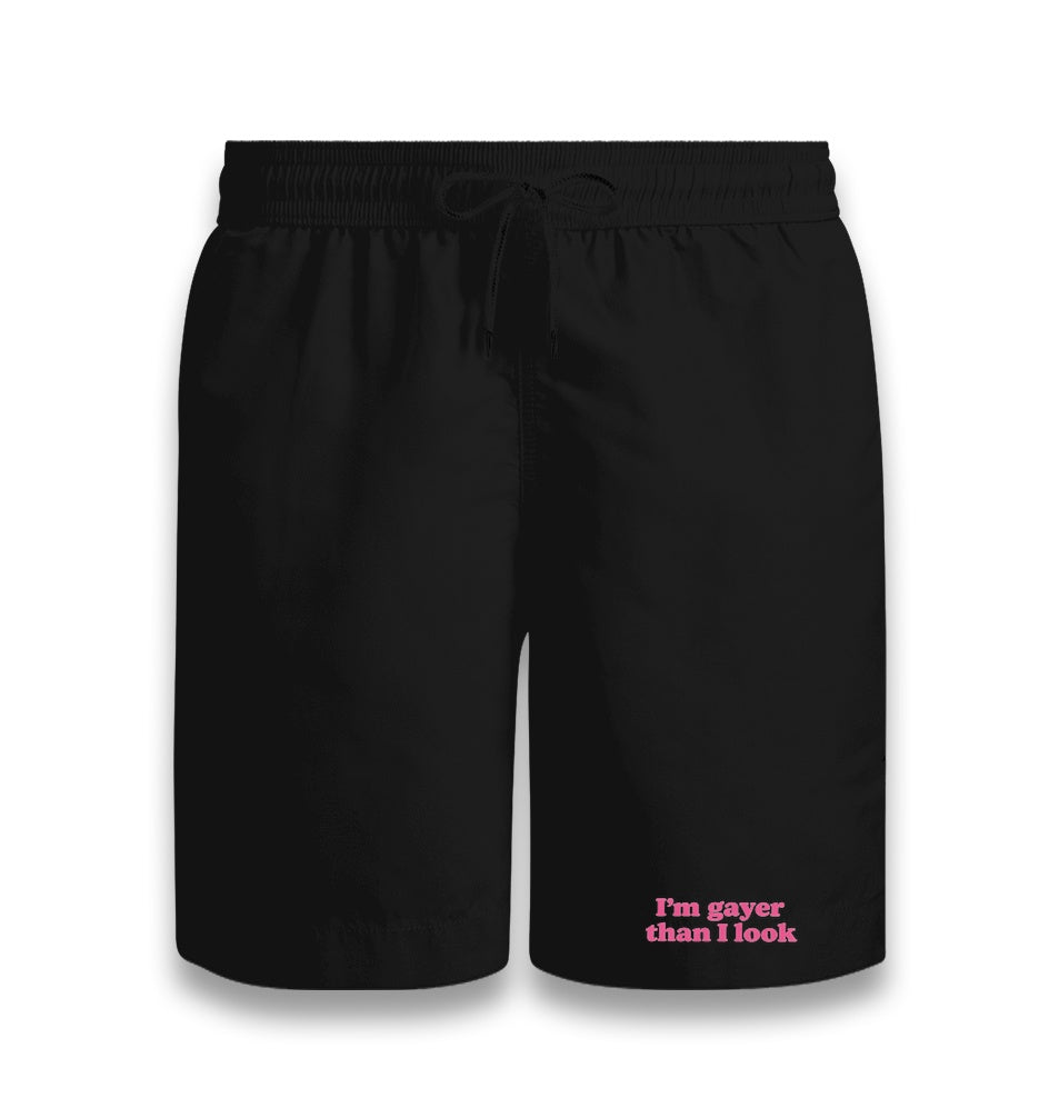 I’m Gayer Than I Look Unisex Black Shorts Graphic Print