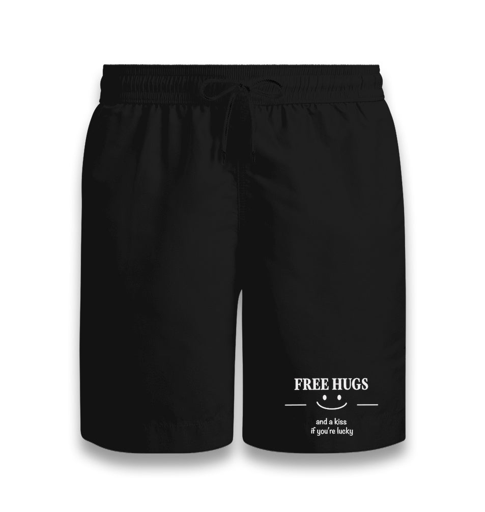 Free Hugs and a Kiss if You’re Lucky Unisex Black Shorts Graphic Print