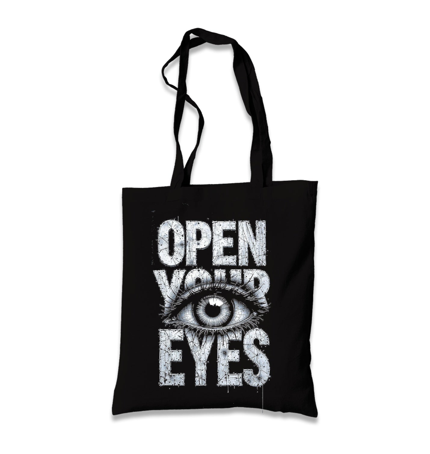 Open Your Eyes Black Canvas Tote Bag